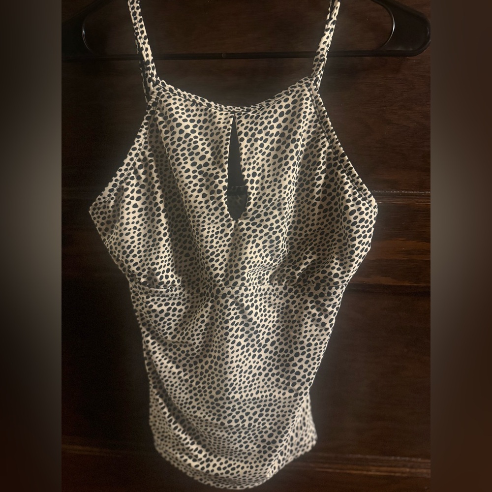 Ellen Tracy Browns and Black Cutout Swim Top, Size 4